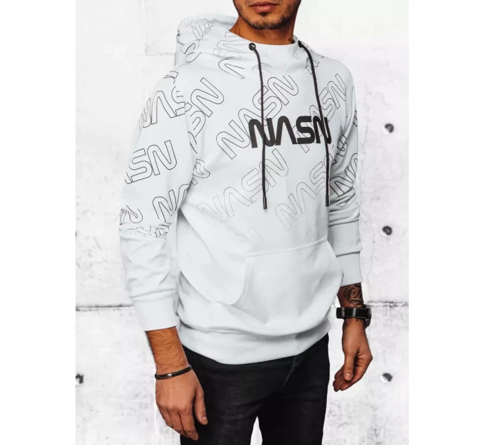 Pánská mikina s kapucí s potiskem bílá FashionStreet BX5570