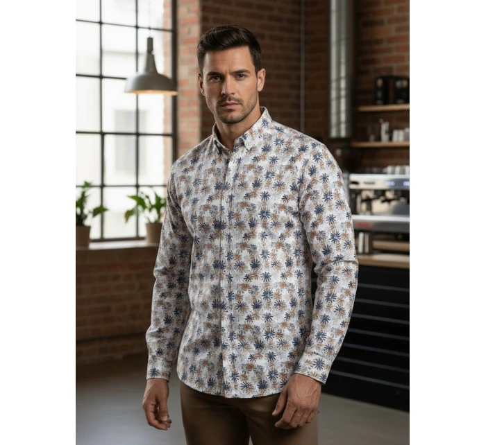 Pánská bílá košile s květinami Dstreet model 21989379 - FashionStreet Pánská bílá košile s květinami Dstreet model 21989379 - FashionStreet