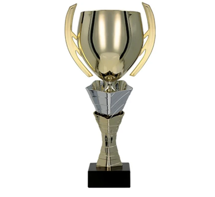 Zlatý a stříbrný kovový pohár