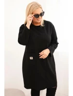 Dámské šaty Plus Size máslo s kapsou a rukávem 3/4 černá Dámské šaty Plus Size máslo s kapsou a rukávem 3/4 černá