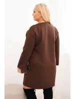 Dámské šaty Plus Size máslo s kapsou a rukávem 3/4 hnědá Dámské šaty Plus Size máslo s kapsou a rukávem 3/4 hnědá