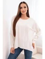 Dámský svetr s delším zadním dílem a  béžový model 21731268 - K-Fashion