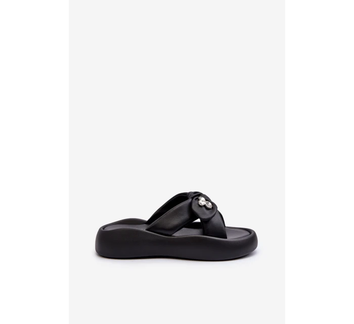 Dámské kožené sandály na platformě černé model 21658568 - Goe