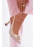 Sandály na podpatku s model 22095233 zdobením Béžové - VINCEZA