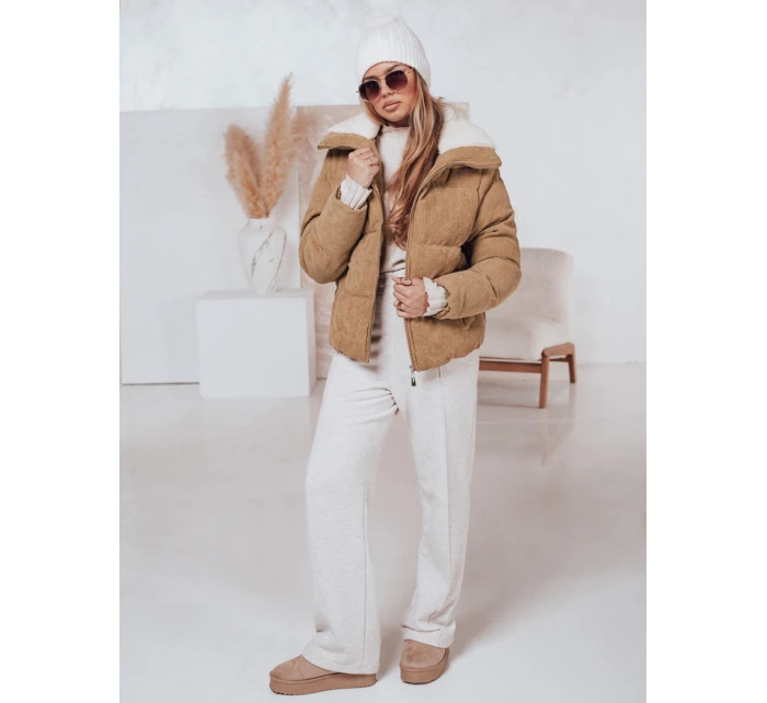Dámská zimní manšestrová bunda TRENDYGLAM tmavě béžová FashionStreet TY4359
