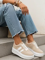 Dámské kožené tenisky na platformě béžové FashionStreet ZY1378