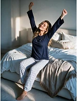 Pyžamo Luna 1310 dlouhé rukávy/nohavice, velikost M–XL, Z26