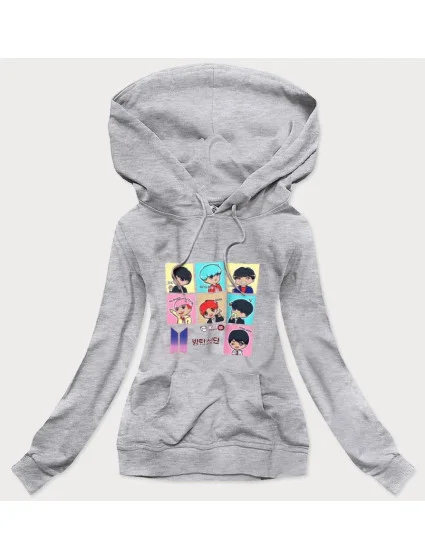 Šedá dámská sportovní mikina s potiskem model 16150018 - Ambitionfly Šedá dámská sportovní mikina s potiskem model 16150018 - Ambitionfly