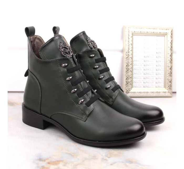 W zelené zateplené boty s podpatkem model 21270856 - JEZZI