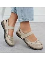 Dámská prolamovaná obuv na suchý zip béžová Unisoft 7026