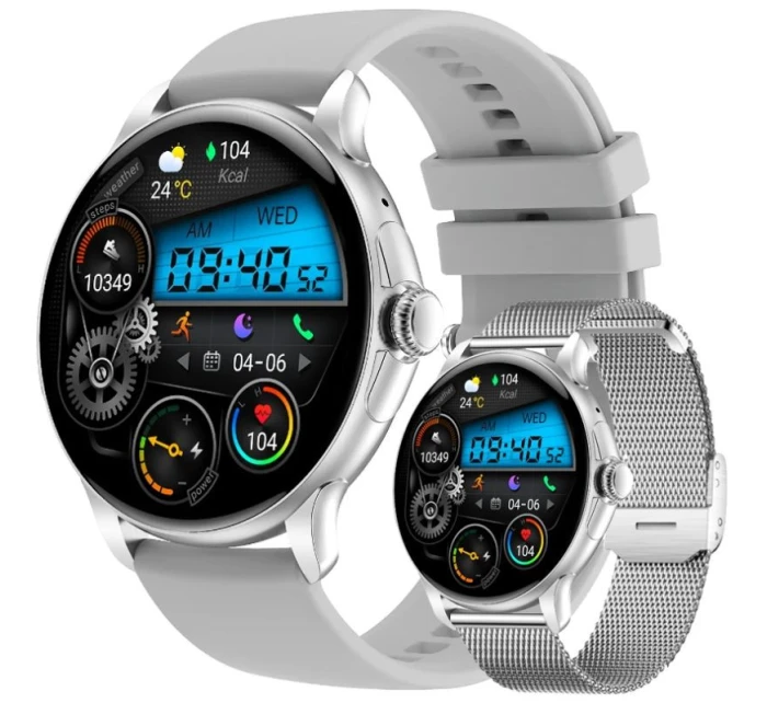 Dámské chytré hodinky Rubicon RNCF35 SILVER Náramek + řemínek Dámské chytré hodinky Rubicon RNCF35 SILVER Náramek + řemínek