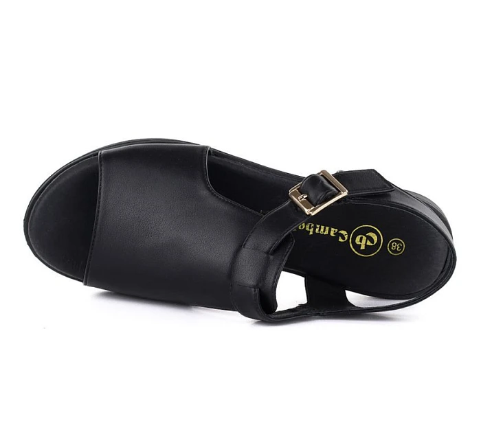 Dámské kožené sandály černé model 22099485 Dámské kožené sandály černé model 22099485