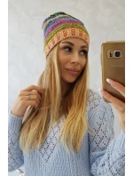 Krystyna fleecová čepice K207 chrpa+oranžová Krystyna fleecová čepice K207 chrpa+oranžová