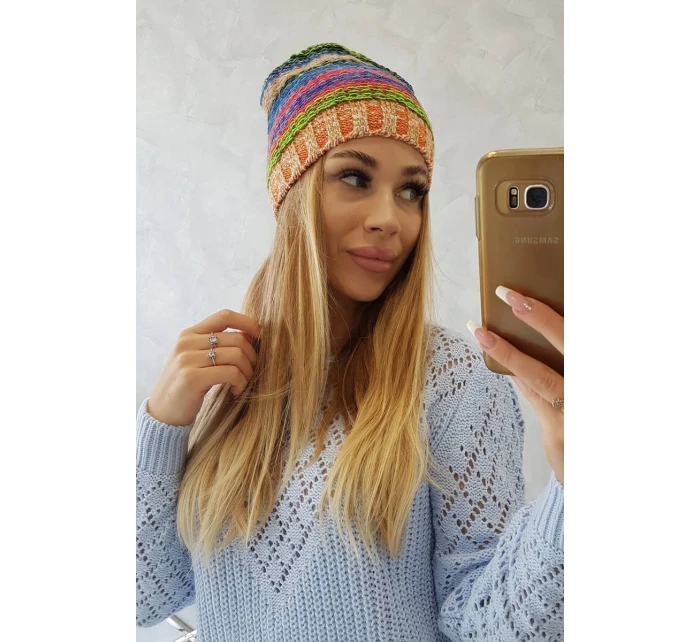 Krystyna fleecová čepice K207 chrpa+oranžová Krystyna fleecová čepice K207 chrpa+oranžová