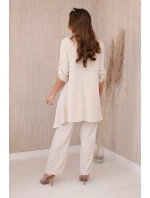 Sada halenky + kalhot s přívěskem béžový Sada halenky + kalhot s přívěskem béžový