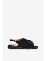 Dámské Sandály S Mašlí Na Plochém Podpatku model 21696702 Černé - S.Barski