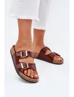 Dámské Pantofle S Přezkami Z Eko Kůže Hnědé model 21701635 - EVENTO