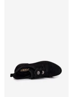 Semišové dámské polobotky s ozdobnými květinami model 21707528 Černé - Zazoo