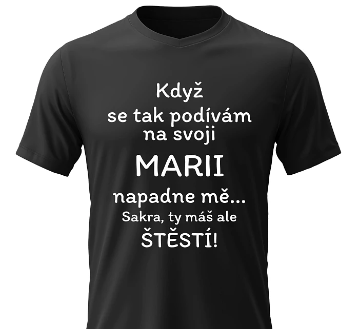 Pánské bavlněné tričko s potiskem - VLASTNOSTI - ROBERT - černé Pánské bavlněné tričko s potiskem - VLASTNOSTI - ROBERT - černé