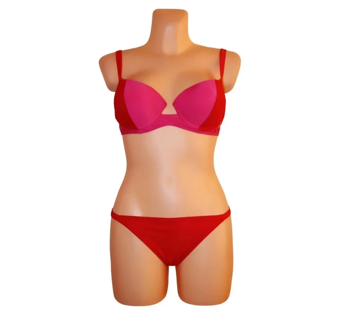 Dámské plavky dvoudílné bikiny 2COLOR dvoubarevné červené - Červená - OEM Dámské plavky dvoudílné bikiny 2COLOR dvoubarevné červené - Červená - OEM