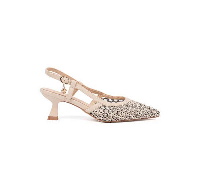 Výborné dámské lodičky Jasnobeżowy na širokém podpatku Výborné dámské lodičky Jasnobeżowy na širokém podpatku