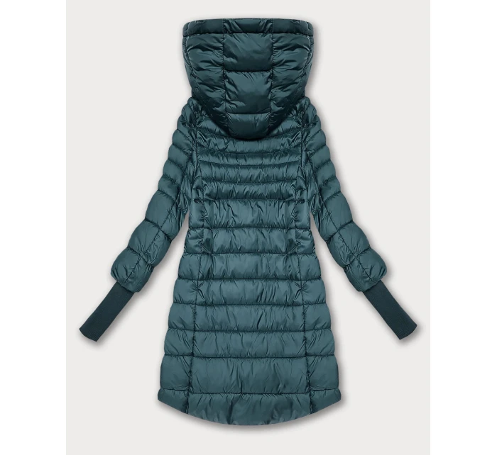 Zelená dámská bunda pro přechodné období s stahovacími lemy model 21389950 - FLY MODA