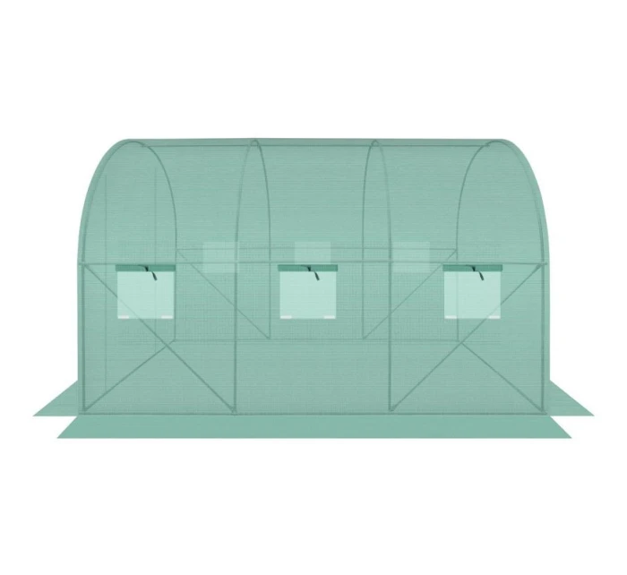 SKLENÍK ZAHRADNÍ TUNEL 200X300X200CM PE KONSTRUKCE ZELENÁ OCEL