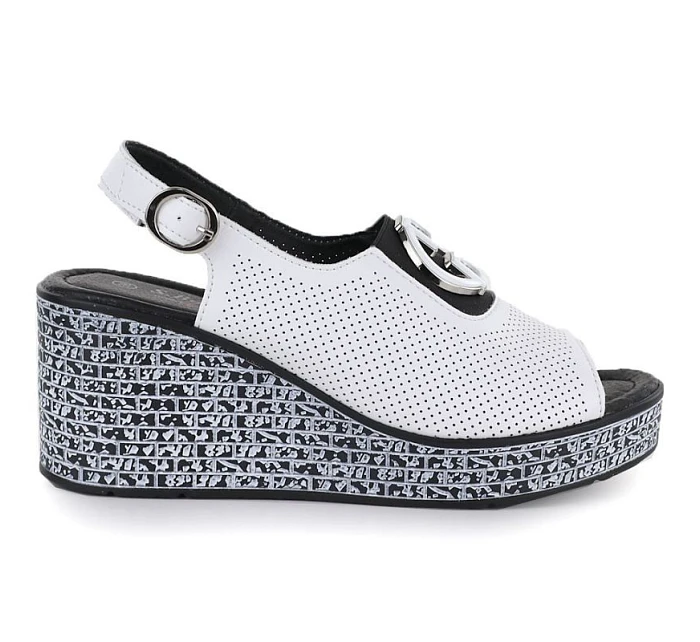 Dámské kožené sandály na platformě bílé S.Barski 7014 Dámské kožené sandály na platformě bílé S.Barski 7014