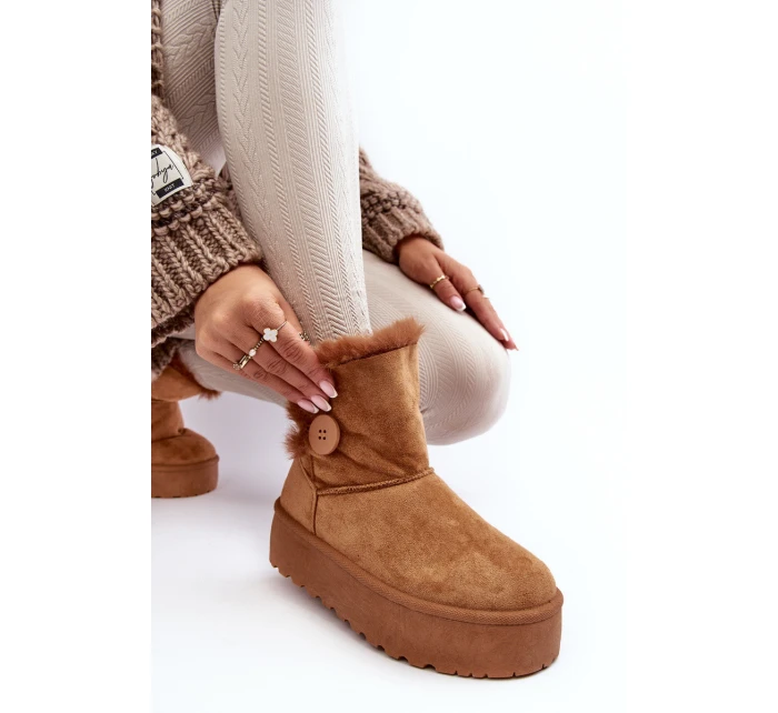 Dámské sněžné boty s platformou s kožešinou Camel Wikasem Dámské sněžné boty s platformou s kožešinou Camel Wikasem