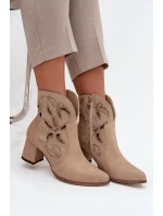 Semišové dámské kotníkové boty na béžové model 21713238 - Zazoo Semišové dámské kotníkové boty na béžové model 21713238 - Zazoo