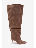 Dámské kozačky na podpatku Khaki model 22303579 - Boto