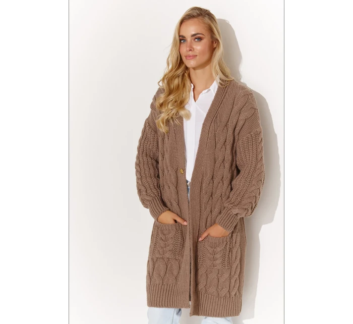 Svetr na zapínání  model 184393 Makadamia