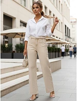 Jeansy damskie wide leg z wysokim stanem beżowe model 22120950 - FashionStreet