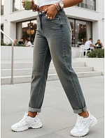 Dámské šedé džíny s vysokým pasem ve střihu mom fit FashionStreet UY3002