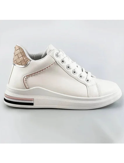 Bílo-béžové sportovní boty se skrytým klínem (666-16) Bílo-béžové sportovní boty se skrytým klínem (666-16)