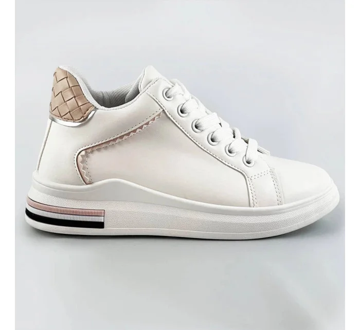 Bílo-béžové sportovní boty se skrytým klínem (666-16) Bílo-béžové sportovní boty se skrytým klínem (666-16)