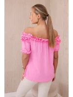 Španělská halenka s malým volánem světle růžová