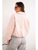 Dámská bunda se zipem a model 21961328 rukávy pudrově růžová - K-Fashion