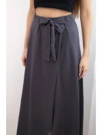 Dámská bavlněná maxi zavinovací sukně se zavazováním grafitová
