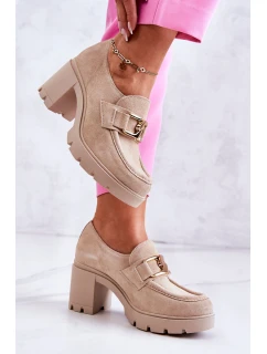 Elegantní boty se zlatým zdobením Světle béžová model 21583105 - Boto