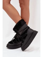 Dámské Sněhule S Kožešinou A Šněrováním Na Platformě Černé model 21705611 - Boto Dámské Sněhule S Kožešinou A Šněrováním Na Platformě Černé model 21705611 - Boto