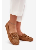 Dámské mokasíny s perforovaným vzorem a šněrováním Mirisa – camel