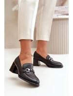 Elegantní Dámské Kožené Polobotky Na Podpatku Černé model 21668909 - VINCEZA