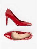 Pohodlné dámské  lodičky červené na jehlovém podpatku