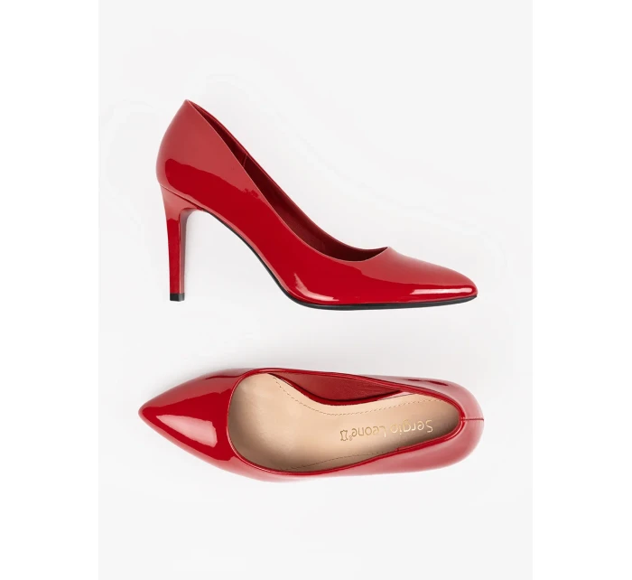 Pohodlné dámské  lodičky červené na jehlovém podpatku