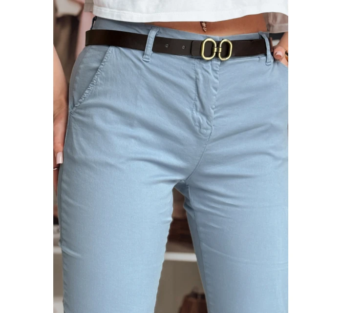 Dámské kalhoty slim fit s páskem LINESKA modrá FashionStreet UY2577