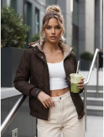 Dámská přechodná prošívaná bunda s kapucí hnědá FashionStreet TY5616