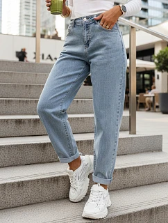 Jeansy damskie fit z wysokim stanem niebieskie model 22123819 - FashionStreet