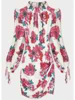 Krátké dámské květované šaty v barvě se stojáčkem model 20185223 - MADE IN ITALY Krátké dámské květované šaty v barvě se stojáčkem model 20185223 - MADE IN ITALY