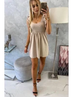Šaty s volánky na bocích béžové